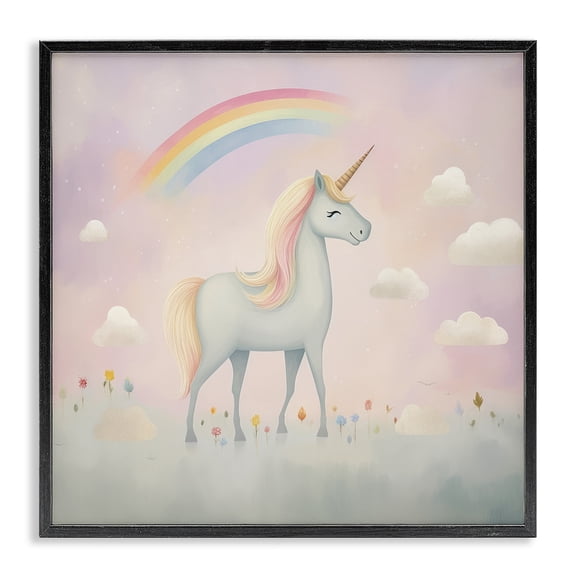 Stupell Industries Mystical Unicorn Dreams in Pastel Black Framed Giclee Art, design by Lazar Studio
