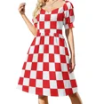 thumbnail image 2 of Vestido sin mangas con estampado de cuadros rojos vestidos de noche para mujer vestido de noche mono de verano para mujer, 2 of 7