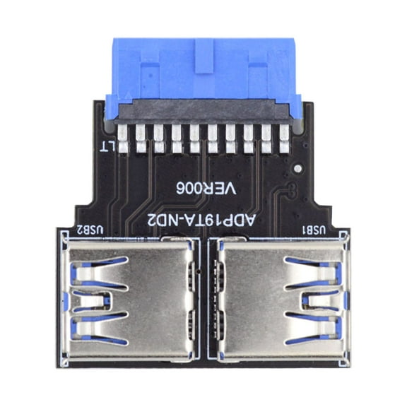 CY Dual USB 3.0 A Type Female to Motherboard 20/19 Pin Box Header Slot Adapter 5Gbps Horizontal Type PCBA
