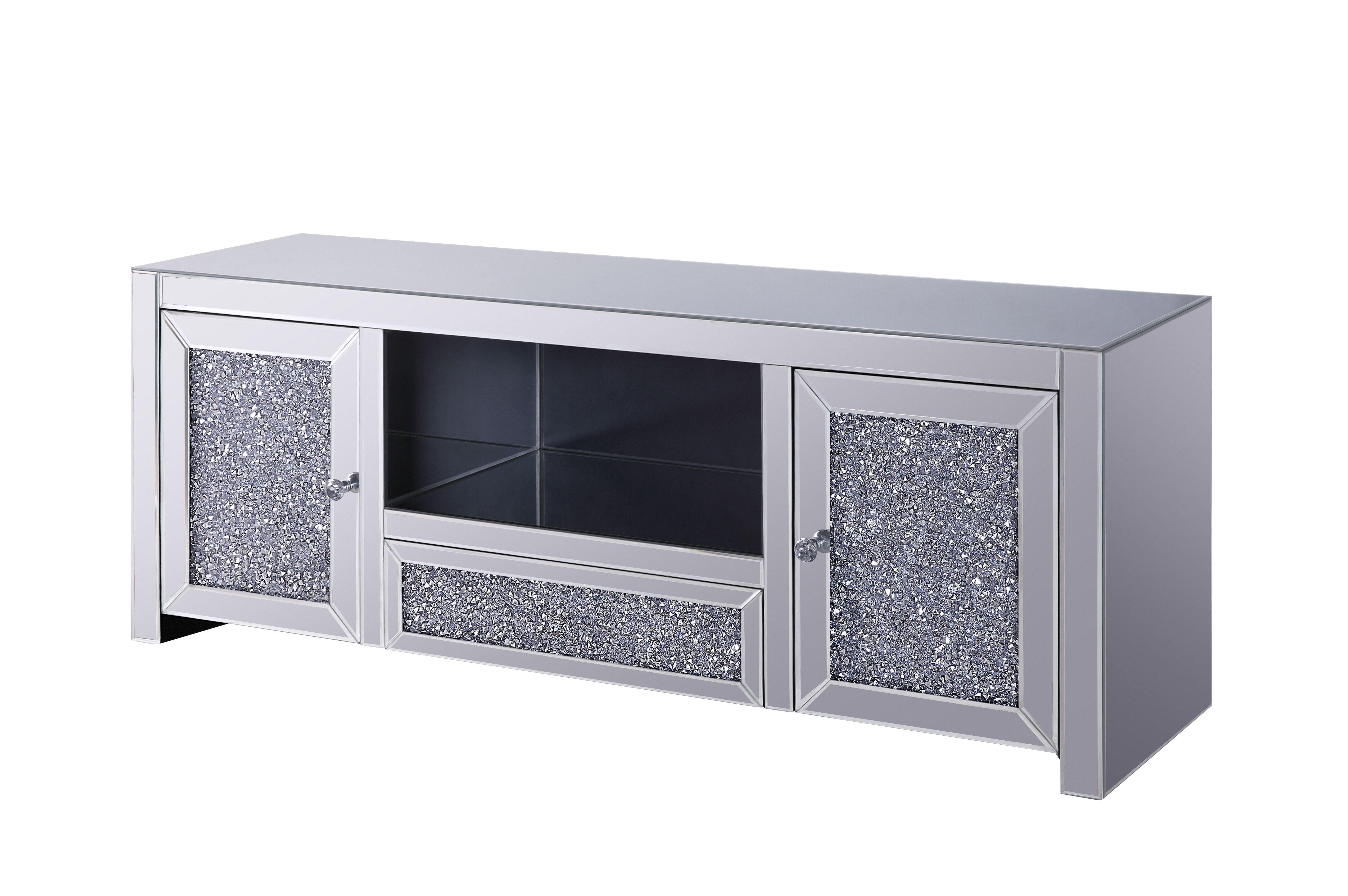 TV Stand Mirrored & Faux Diamonds