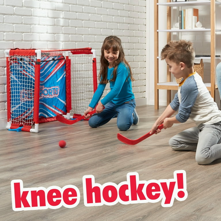 Mini Street Hockey & Knee Hockey Sticks Balls Goal Set Indoor Sport Game  Kid Fun