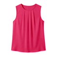 thumbnail image 4 of DHFJKG Sleeveless Tank Top Women Dressy Summer Basic Tee Scoop Neck Solid Color Pleated Business Work Wear For Office Lady Soft Tops, 4 of 4
