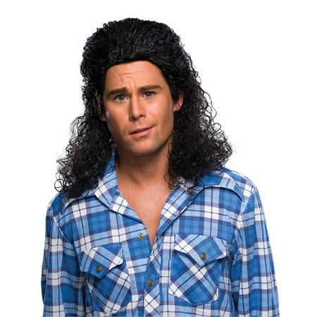 Curly Black Mullet Wig Adult Mens Kenny Powers A.C. Slater Saved By Bell Costume