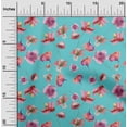 thumbnail image 1 of oneOone Polyester Lycra Turquoise Blue Fabric Flower Watercolor Sewing Material Print Fabric By The Yard 56 Inch Wide, 1 of 4