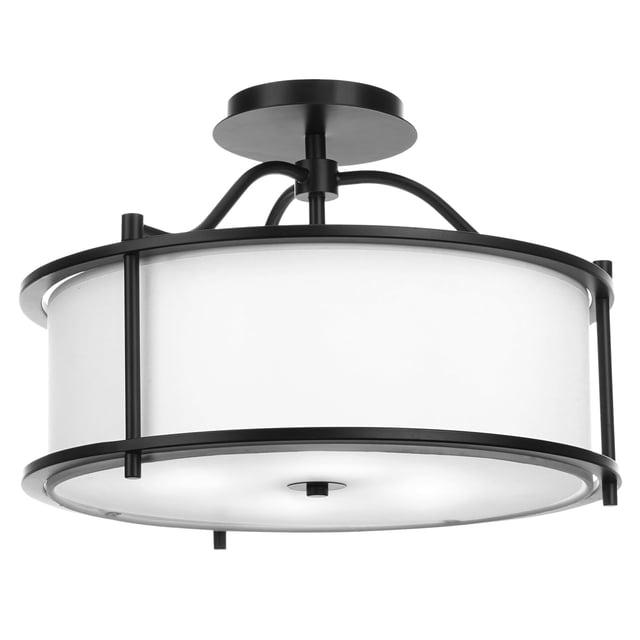 FRIDEKO HOME Semi Flush Mount Ceiling Light - 15.7 Inch Fixture with Metal Frame Fabric Shade for Living Room, Bedroom, Kitchen, Dining Room, Entrywa