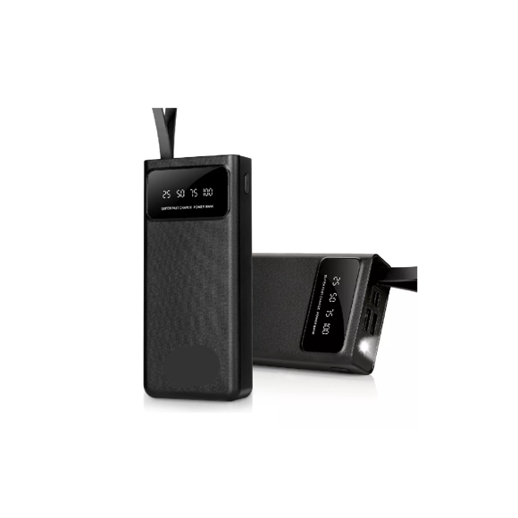 Power Bank Negro Portátil 30000mah Dual Puerto Con Linterna negra