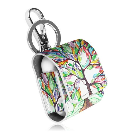 - Fintie AirPods PU Leather Case - Earbuds Cover Skin with Metal Clasp and Keychain, Love Tree