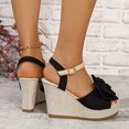 thumbnail image 4 of Rokment Womens Bowknot Wedge Dressy Sandals Elegant Open Toe Ankle Strap Platform Chunky High Heels Summer Dress Shoes for Bride Wedding Business Office, 4 of 7