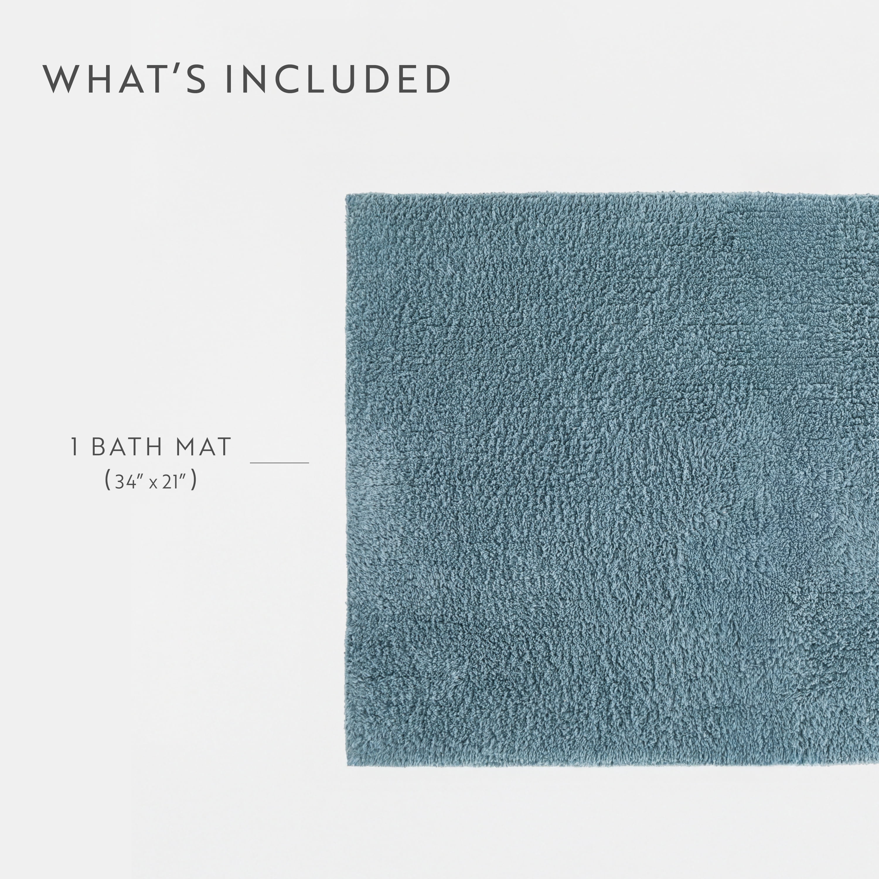 100% Cotton Reversible Solid Bath Mat by Comfort Canopy, Light Blue, 34" x 21"