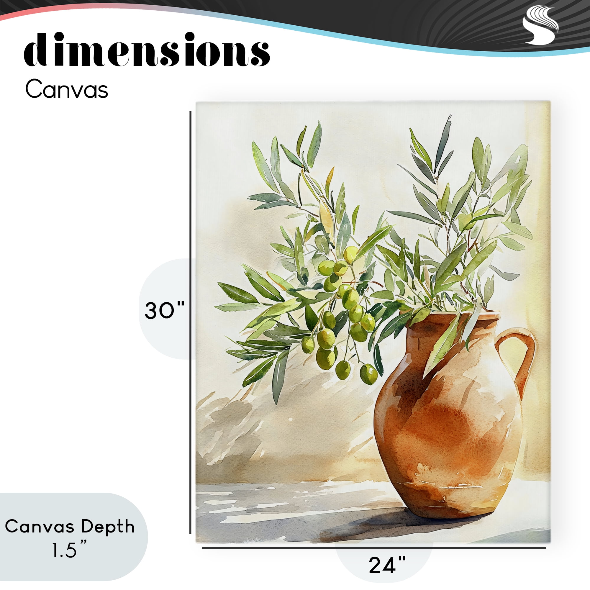 Stupell Industries Olive Branch in Terracotta Vase Canvas Wall Art, design by LSR Design Studio