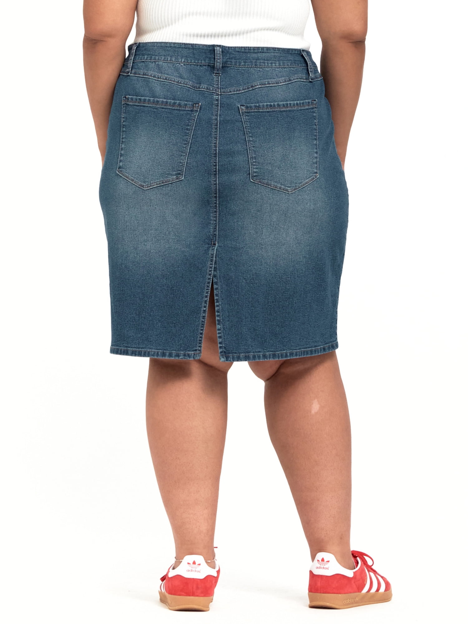 A3 Denim Women's Plus Size Midi Skirt