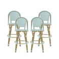 thumbnail image 2 of Cortina Wicker and Aluminum Outdoor 29.5 Inch Barstools, Set of 4, Light Teal and Bamboo Finish, 2 of 9