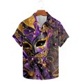 thumbnail image 2 of Camisas de Manga Larga para Hombres, Botón de Impresión Blusa de Cuello, Camisa de Poliéster de Moda Casual, 2 of 9