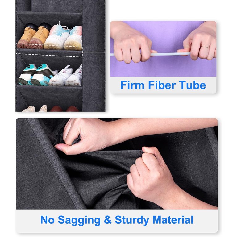 Zapateras Organizer LUIISIS Over The Door Shoe Storage, Shoe Rack For Door With 28 Large Mesh Pockets 4 Metal Hooks Hanging Storage Shoes Organiser Accessories Toiletries Laundry Items Black Over The Door