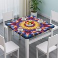thumbnail image 3 of Colorful Tie Dye Flower Mandala Pattern Square Fitted Tablecloth with Elastic Edge,Square Table Cover,Washable Elastic Table Cover for Home Kitchen Party Decor 34"x34", 3 of 6