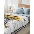 thumbnail image 4 of Vintage Sunflower King Size Flat Sheet, Wrinkleproof & Fadeproof Cooling Flat Bed Sheet Only, Spring Floral Summer Botanical Plaid Breathable Soft Bedding Top Sheets 105 x 98 Inches, 4 of 8