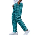 thumbnail image 2 of Hinvhai Men's Fashion Stretch Dress Pants Slim Fit Plaid Pants Business Suit Pants Casual Golf Pants Blue, 2 of 9