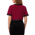 thumbnail image 3 of INSPIRE CHIC Women's Cropped Bolero Sequined Trim Short Sleeves Open Front Shrugs XL Burgundy, 3 of 6