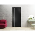 thumbnail image 5 of Slab Barn Door Panel 32 x 96 inches | Planum 0310 Matte Black with Frosted Glass | Sturdy Finished Interior Doors | Pocket Closet Sliding, 5 of 6
