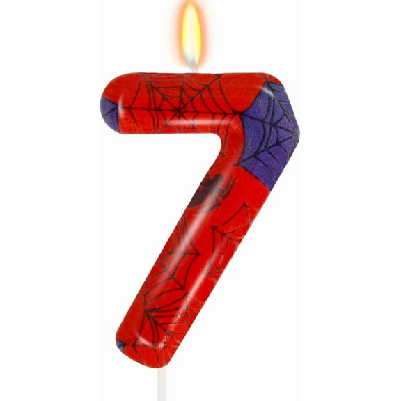 Birthday Candles For Cake - Number 7 Candle, Spider Cake Decor, 7Th Candle For B