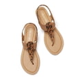 thumbnail image 3 of Sandalias DREAM PAIRS planas con tiras elásticas y pedrería estampado leopardo talla 8, 3 of 7