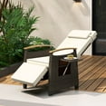 thumbnail image 1 of Costway 1 PCS Fauteuil Inclinable de Patio en Osier avec Dossier et Repose-Pieds Réglables Table d'Appoint Rabattable Blanc, 1 of 9