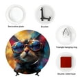 thumbnail image 4 of Cauagu Cool Cat With Sunglasses Print Bone China Decorative Plate, Wall Mount Plate Holiday Decor Decorative Ceramic Plates with Stand Elegant Household Plates Decorative-6in, 4 of 6