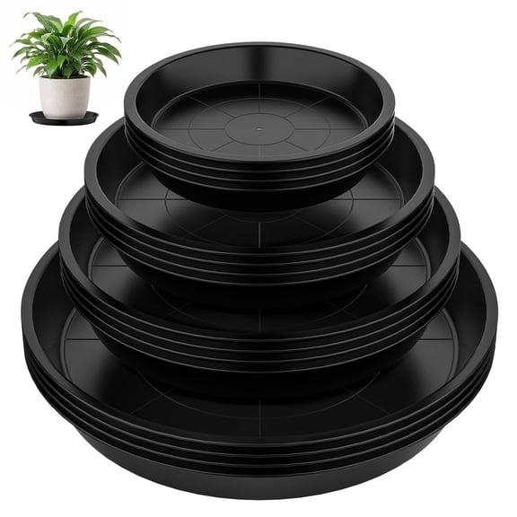 16 Pack Plastic Plant Saucers, 6/8/10/12 inches Plant Tray for Pots, Heavy Duty Plant Drip Trays,Flower Water Trays for Indoor Outdoor Plants