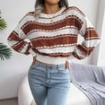 thumbnail image 2 of Fesfesfes Women Sweaters Casual Round Neck Long Sleeve Loose Sweater Fall Blouse Pullver Tops, 2 of 8