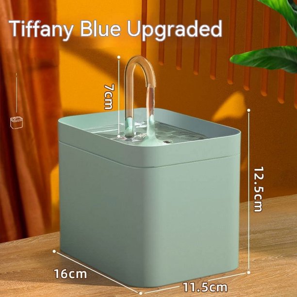 Fuente de agua para gatos, fuente para gatos, filtro de carbón activado, tanque de agua, fuente de agua para gatos, mascotas (verde claro)