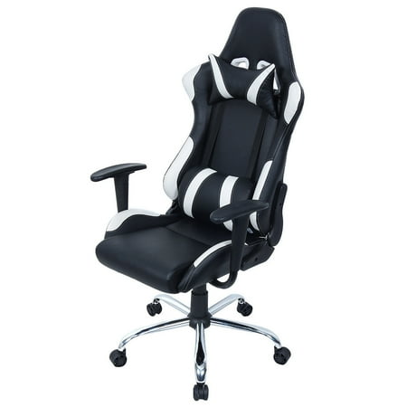 costway black and white gaming chair office chair race computer costway black and white gaming chair office chair race computer