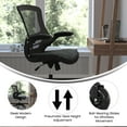 thumbnail image 6 of Flash Furniture Kelista Desk Chair with Transparent Roller Wheels | Swivel Chair with Kelista Mid-Back Black Mesh and LeatherSoft Seat for Home Office and Desk, 6 of 9