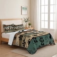 thumbnail image 5 of Full Quilt Set 78''x90'', Black Paw Print Lightweight Summer Bedspread Coverlet Set with 2 Pillow Shams, Farmhouse Vintage Shabby Wood Grain Breathable All Season Quilt Bedding for Bedroom/Guest Room, 5 of 9