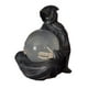 thumbnail image 1 of Estatua que representa al dios de con una esfera de cristal, luz, negra, gótica, escultura inquietante para jardín, mesa o repisa de chimene, 1 of 9