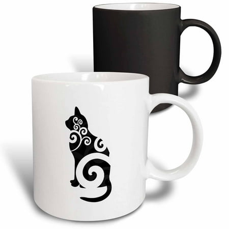 

3dRose Swirly Cat Silhouette Black Magic Transforming Mug 11oz