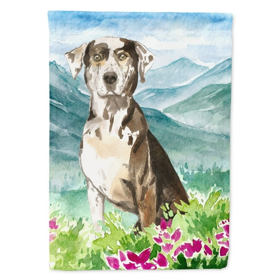 Mountain Flowers Catahoula Leopard Dog Garden Flag