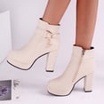 thumbnail image 2 of NOKIO Women's Chunky Platform Booties Women'S Statement Buckle Ankle Boots Fashion Women's Shoes Breathable High Heels Retro Zipper Short Boots Women'S Stylish Block Heel Ankle Boots, 2 of 9