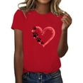 thumbnail image 1 of WEAIXIMIUNG T-Shirt Imprimé Mignon pour Femmes, Col Rond, Manches Courtes, Saint-Valentin, 1 of 3