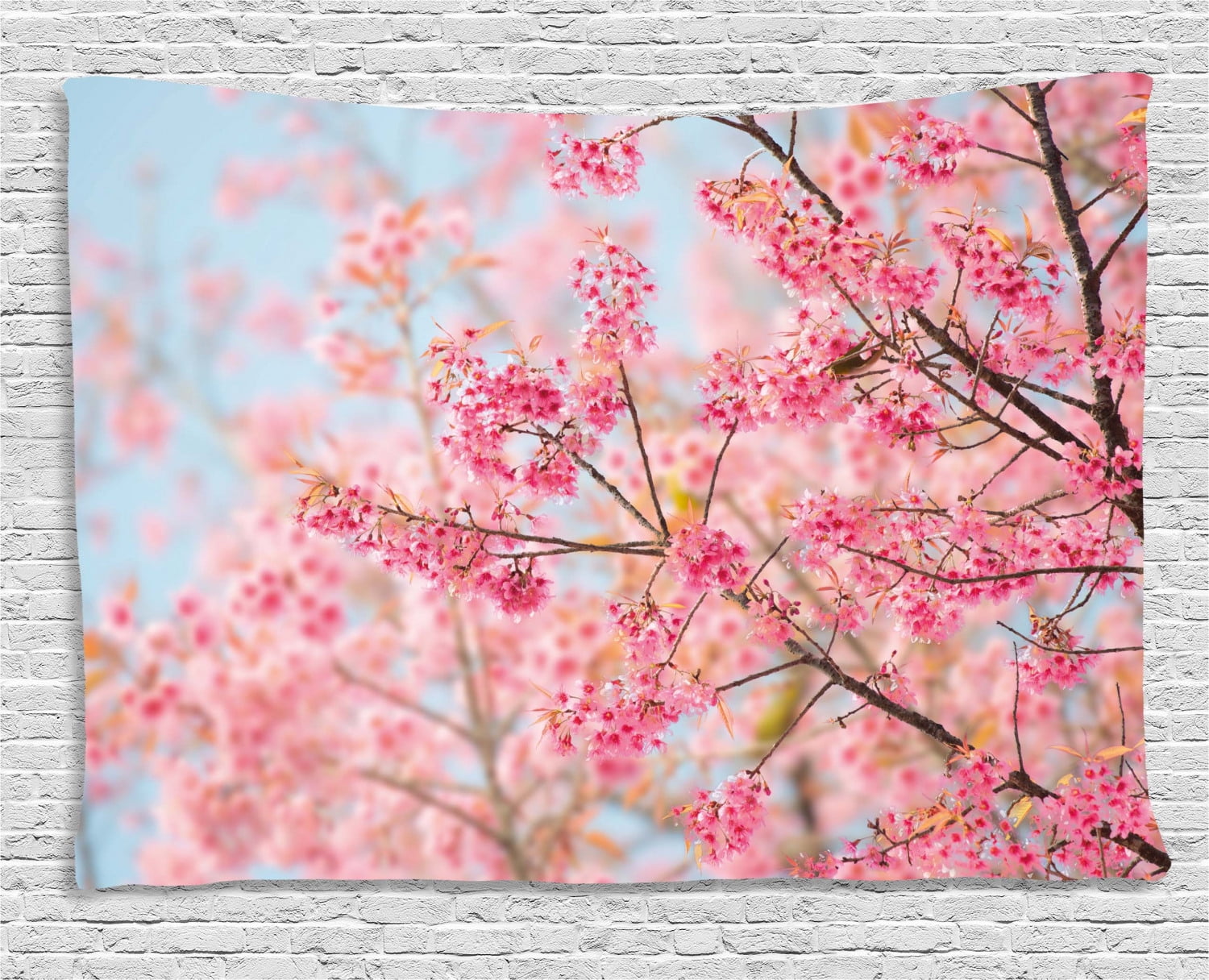 Floral Tapestry, Japanese Sakura Cherry Blossom Branches Full of Spring Beauty Picture, Wall ...