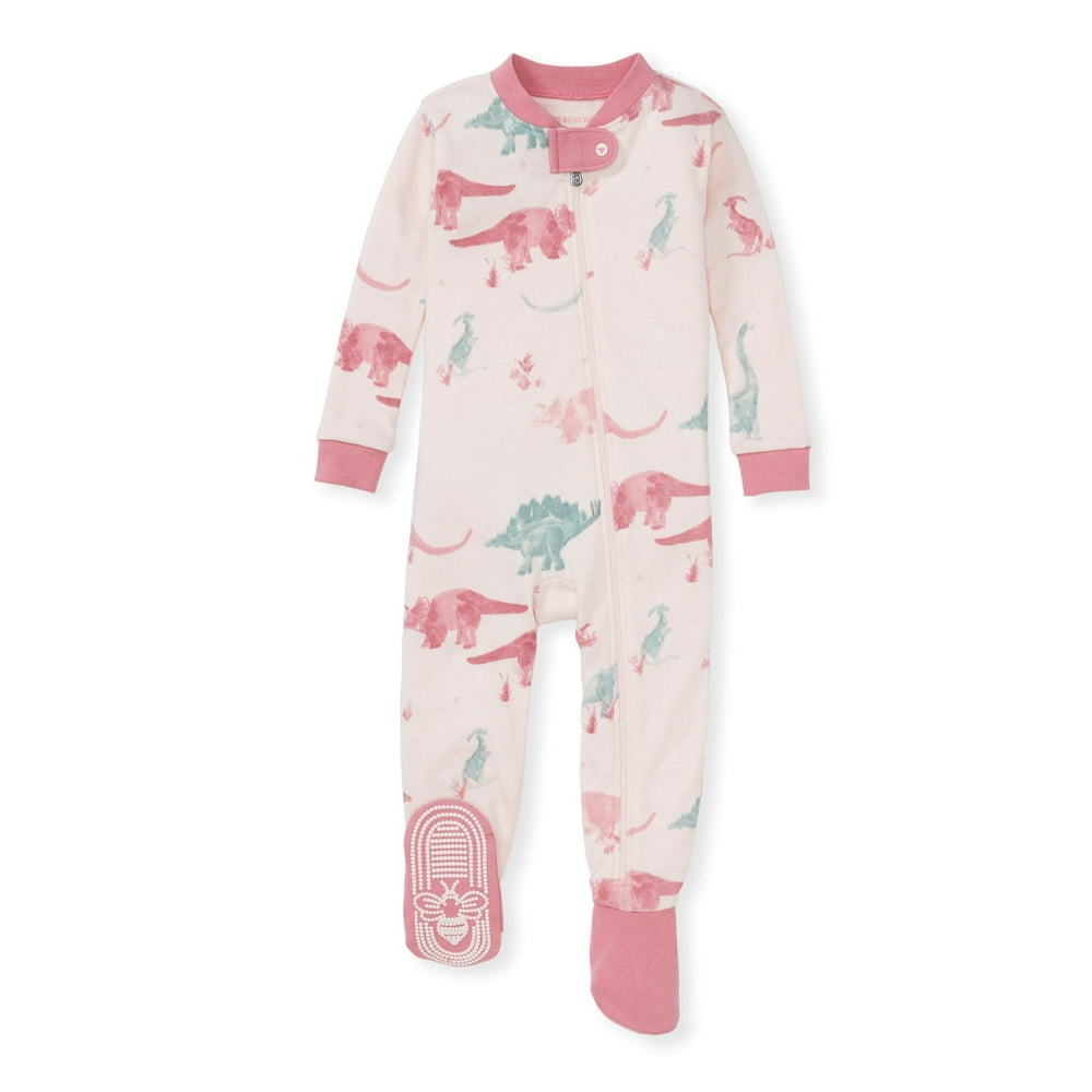 Burt's Bees Baby Baby Girl Sleeper Pajamas, Zip Up NonSlip Footed PJs