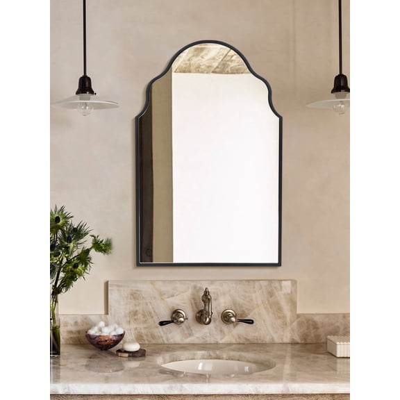 HOMPEN 20" x 32" Accent Mirror with Metal Frame, Wall Mounted Decor Mirror for Bedroom Living Room Entryway, Black