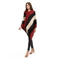 thumbnail image 3 of Femmes Splice Rayé Poncho avec Pompons Tricoté Châle Écharpe Frangée Wraps Pashminas Pull Cape Cadeaux pour les Femmes, 3 of 5