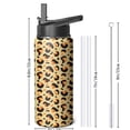 thumbnail image 4 of Leopard Print Insulated Stainless Steel Water Bottle with Straw & Cleaning Brush – 18 Oz | Leakproof, BPA-Free, 304 Stainless Steel, Wide Mouth, Travel Mug for Car, Gym, Office, 4 of 5