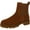 Brown, variant on Womens Gold Distressed Lug Sole Goring Corinne Round Toe Block Heel Booties 5.5 B