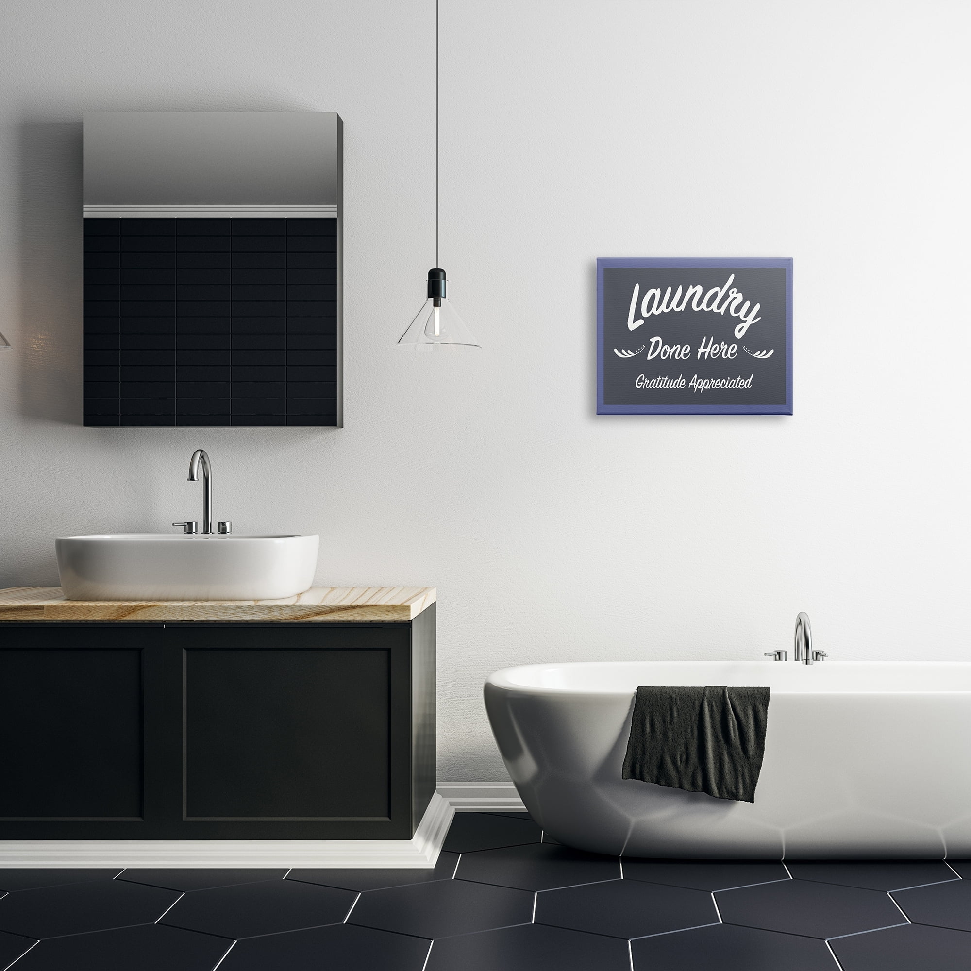 Stupell Industries Laundry Done Here Vintage Phrase Typography Painting Gallery Wrapped Canvas Print Wall Art