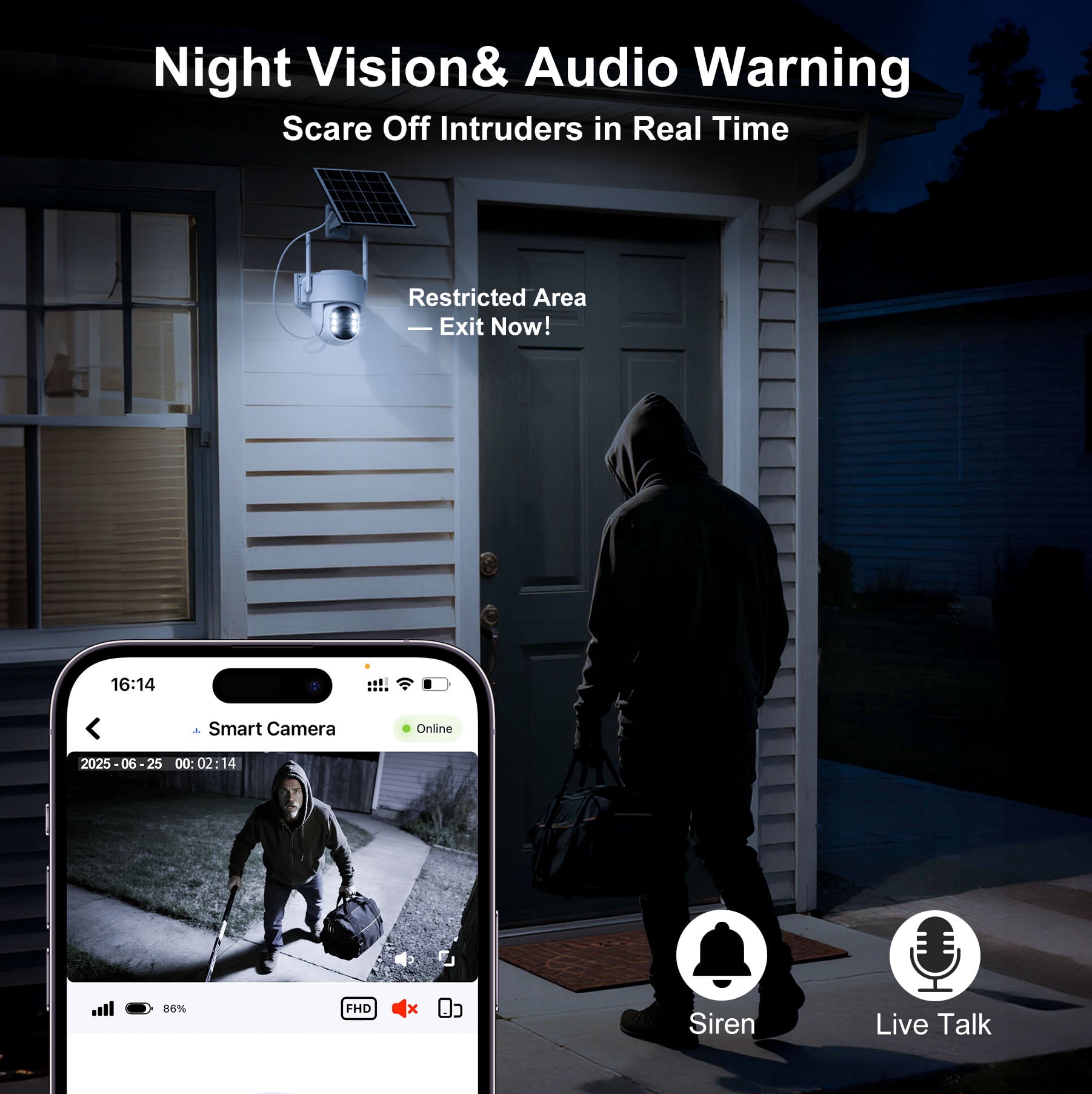 4G LTE Security Camera, Solar Powered, 32GB Storage, 24/7 Recording, 1080P Night Vision, Human Detection, IP65 Waterproof