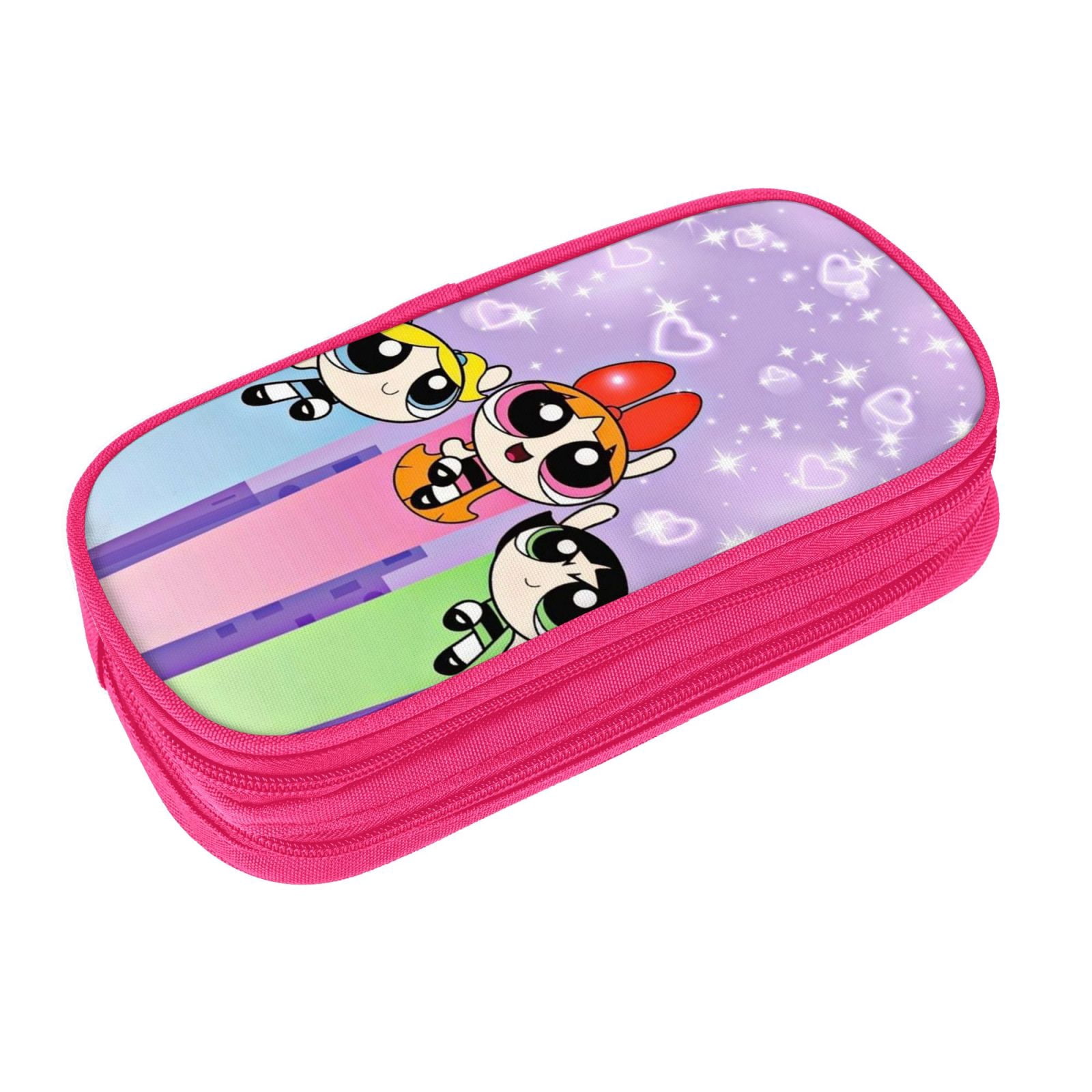The Powerpuff Gi-rls Pencil Case Large Capacity Pencil Pouch Pen Bag Office Stationery Organizer Travel Makeup Bag Pink