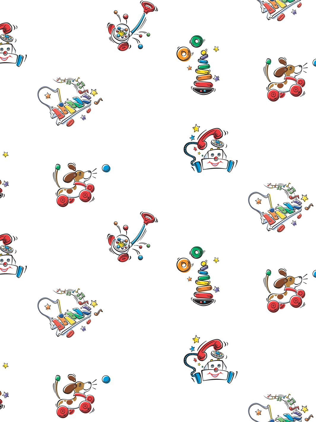 Animated Toys Removable Vinyl Wallpaper By Fisher-Price - White