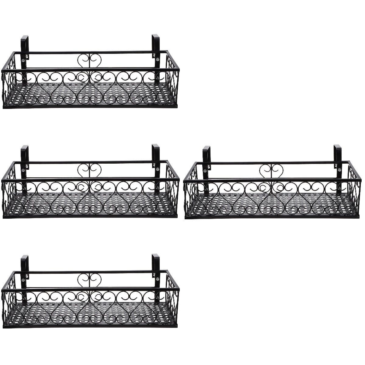 Raindrops 4pcs Balcony Window Shelf Flower Pot Hanger Window Box Stand Rack Railing Planter Shelf Planter Container for Patio Porch or Fence
