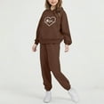 thumbnail image 6 of ATOGUTA Birthday Outfits for Girls Tracksuit Drop Shoulder Hoodie Sweatshirt and Sweatpants Joggers Set with Pockets Size 2T-14, Brown, 6 of 6